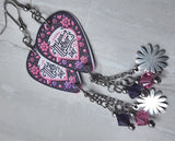 Happy Mother's Day Flowered Guitar Pick Earrings with Stainless Steel Flower and Swarovski Crystal Dangles