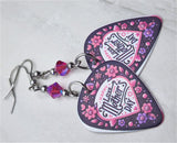 Happy Mother's Day Flowered Guitar Pick Earrings with Fuchsia ABx2 Swarovski Crystals