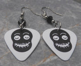 Smiling Ghoul Guitar Pick Earrings with Black Swarovski Crystals