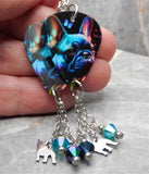 French Bulldog Boston Terrier Guitar Pick Earrings with Stainless Steel Dog Charm and Swarovski Crystal Dangles