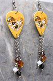 Cats in a Heart Guitar Pick Earrings with Swarovski Crystal Dangles