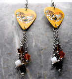 Cats in a Heart Guitar Pick Earrings with Swarovski Crystal Dangles