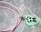 Pandacorn Guitar Pick Necklace with a Rolled Light Pink Cord