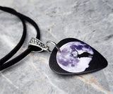 Buck in Front of a Full Moon Guitar Pick Necklace with Black Suede Cord
