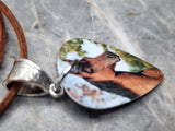 Beautiful Brown Horse Guitar Pick Necklace on Brown Suede Cord