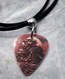 Monster Guitar Pick Necklace with Black Suede Cord