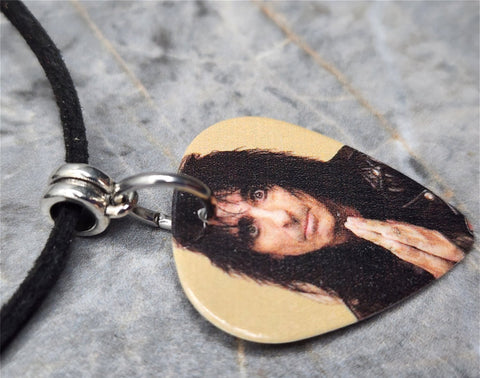 Alice Cooper Guitar Pick Necklace on Black Suede Cord