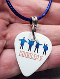 The Beatles Help Guitar Pick Necklace with Blue Rolled Cord