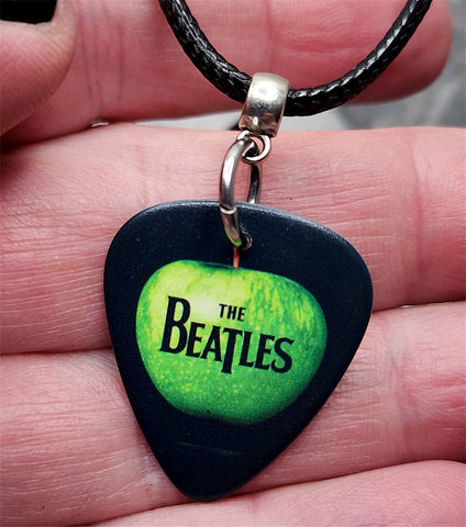 The Beatles Apple Guitar Pick Necklace with Black Suede Cord