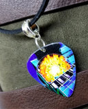 Def Leppard Pyromania Guitar Pick Necklace on Black Suede Cord