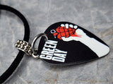 Green Day American Idiot Guitar Pick Necklace on Black Sueded Cord