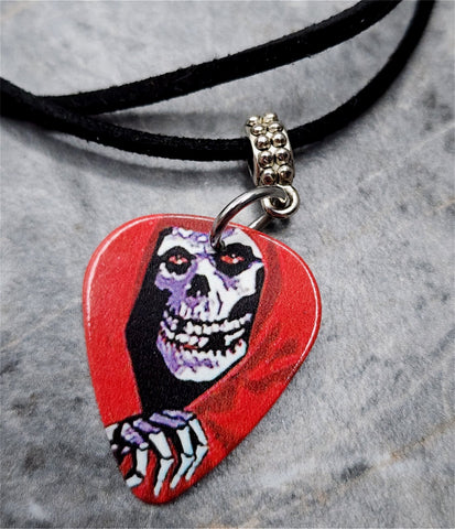 Misfits Psycho in the Wax Museum Guitar Pick Necklace on Black Suede Cord