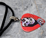Misfits Psycho in the Wax Museum Guitar Pick Necklace on Black Suede Cord