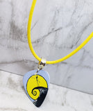 The Nightmare Before Christmas Iconic Jack Skellington Scene Guitar Pick Necklace on Yellow Cord