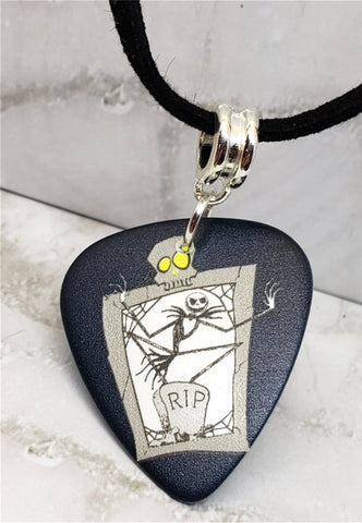 The Nightmare Before Christmas Jack Skellington Guitar Pick on Black Suede Cord Necklace