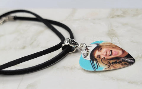 Michael Starr of Steel Panther Guitar Pick Necklace on Black Suede Cord