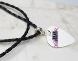 Steel Panther White Guitar Pick Necklace on Black Braided Cord