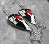 Green Day American Idiot Guitar Pick Earrings with Clear Swarovski Crystal Dangles