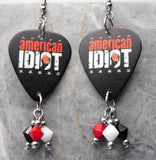 Green Day American Idiot Guitar Pick Earrings with Swarovski Crystal Dangles