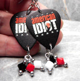 Green Day American Idiot Guitar Pick Earrings with Swarovski Crystal Dangles