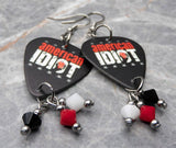 Green Day American Idiot Guitar Pick Earrings with Swarovski Crystal Dangles