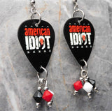 Green Day American Idiot Guitar Pick Earrings with Swarovski Crystal Dangles