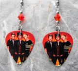 Green Day Group Picture Guitar Pick Earrings with Hyacinth Swarovski Crystals