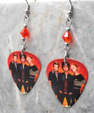 Green Day Group Picture Guitar Pick Earrings with Hyacinth Swarovski Crystals