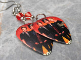 Green Day Group Picture Guitar Pick Earrings with Hyacinth Swarovski Crystals