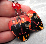 Green Day Group Picture Guitar Pick Earrings with Hyacinth Swarovski Crystals