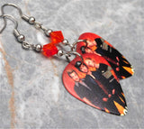 Green Day Group Picture Guitar Pick Earrings with Hyacinth Swarovski Crystals