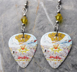 Green Day Dookie Guitar Pick Earrings with Lime Green Swarovski Crystals