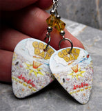 Green Day Dookie Guitar Pick Earrings with Lime Green Swarovski Crystals
