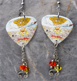 Green Day Dookie Guitar Pick Earrings with Stainless Steel Headphone Charms and Swarovski Crystal Dangles