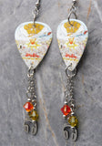 Green Day Dookie Guitar Pick Earrings with Stainless Steel Headphone Charms and Swarovski Crystal Dangles