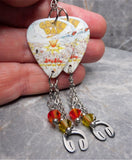 Green Day Dookie Guitar Pick Earrings with Stainless Steel Headphone Charms and Swarovski Crystal Dangles