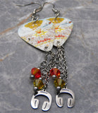 Green Day Dookie Guitar Pick Earrings with Stainless Steel Headphone Charms and Swarovski Crystal Dangles