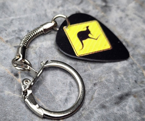 Kangaroo Crossing Guitar Pick Keychain