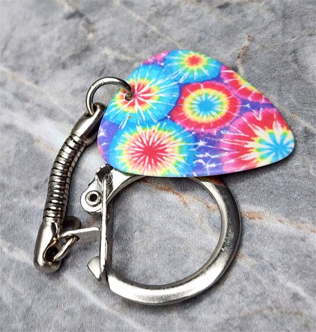 Tie Dye Fireworks Guitar Pick Keychain