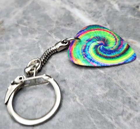Tie Dye Swirl Guitar Pick Keychain