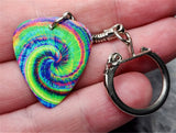 Tie Dye Swirl Guitar Pick Keychain