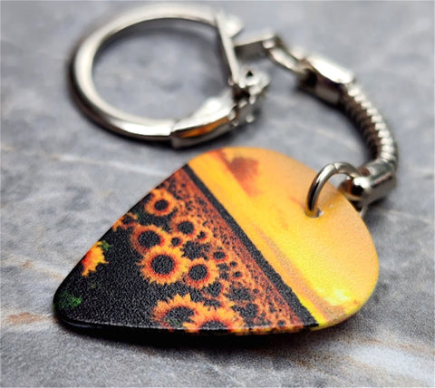 Field of Sunflowers Guitar Pick Keychain