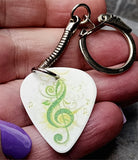 Green Treble Clef Guitar Pick Keychain