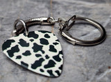 Cow Print Pattern Guitar Pick Keychain