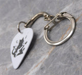 Black Cat Playing Electric Guitar Instrument Guitar Pick Keychain