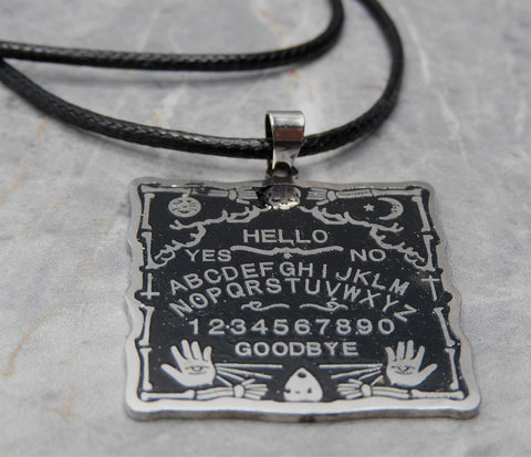 Spirit Board Pendant Necklace with Black Suede Cord