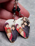 One Direction Guitar Pick Earrings with Black Swarovski Crystals