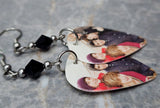 One Direction Guitar Pick Earrings with Black Swarovski Crystals