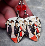 One Direction Guitar Pick Earrings with Red Swarovski Crystals