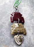 Maroon and Gold Jeep Polymer Clay Ornament with Christmas 2023 Stainless Steel Charm Dangle